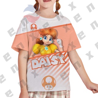 เสื้อยืดแขนสั้น พิมพ์ลาย Super Princess Peach Mario แฟชั่นสําหรับเด็กผู้หญิง อายุ 3-13 ปี A896