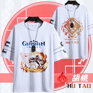 Wamni Genshin Impact Hu Tao เสื้อยืดลําลอง แขนสั้น คอกลม สไตล์ฮาราจูกุ สําหรับผู้หญิง