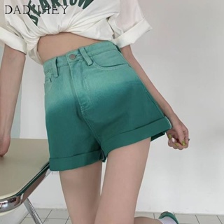 DaDuHey🎈 Gradient Color Womens Clothing Summer New Plump Girls Jeans Hot Girl Shorts Ins Contrast Color Straight A- line Hot Pants