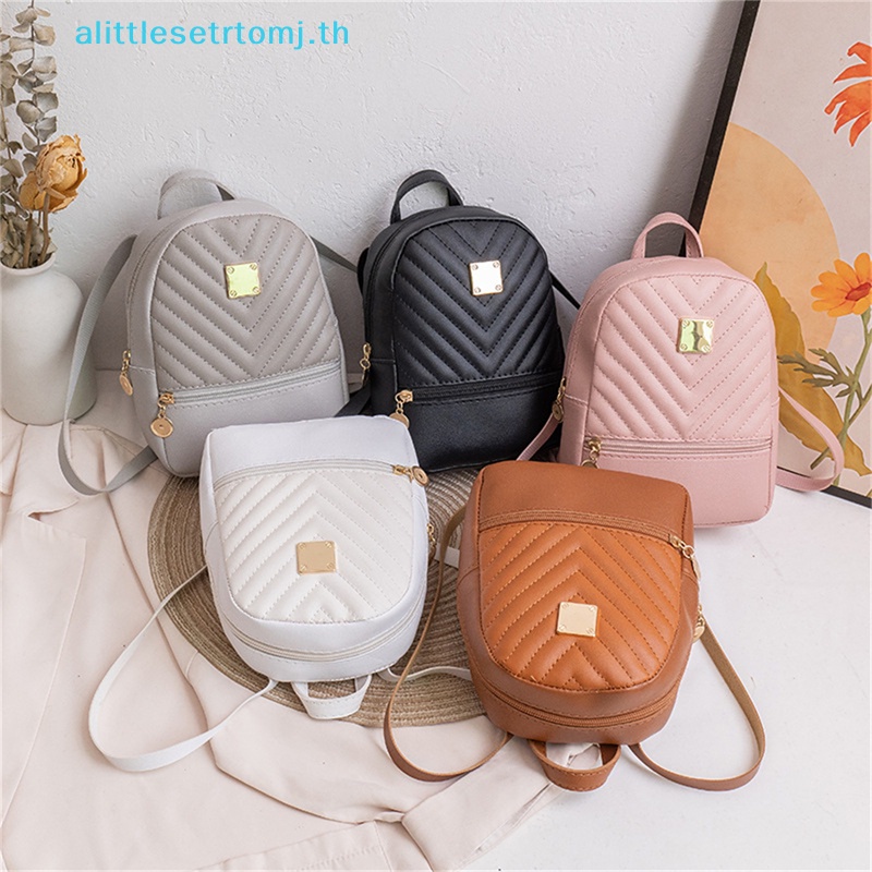 alittlese-กระเป๋าเป้สะพายหลัง-หนัง-pu-ประดับเพชร-ขนาดเล็ก-อเนกประสงค์-สีพื้น-แฟชั่นสําหรับผู้หญิง