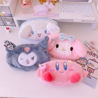 Kawaii Kuromi Cinnamoroll Melody กระเป๋าดินสอ ผ้ากํามะหยี่ขนนิ่ม ขนาดใหญ่ จุของได้เยอะ สําหรับใส่เครื่องสําอาง เครื่องเขียน นักเรียนหญิง