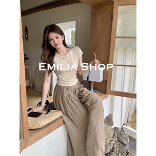 EMILIA SHOP กางเกงขายาว กางเกงเอวสูง ผู้หญิงสไตล์เกาหลี เสื้อผ้าแฟชั่นผู้หญิง 2023 ใหม่ A29L01M 0517