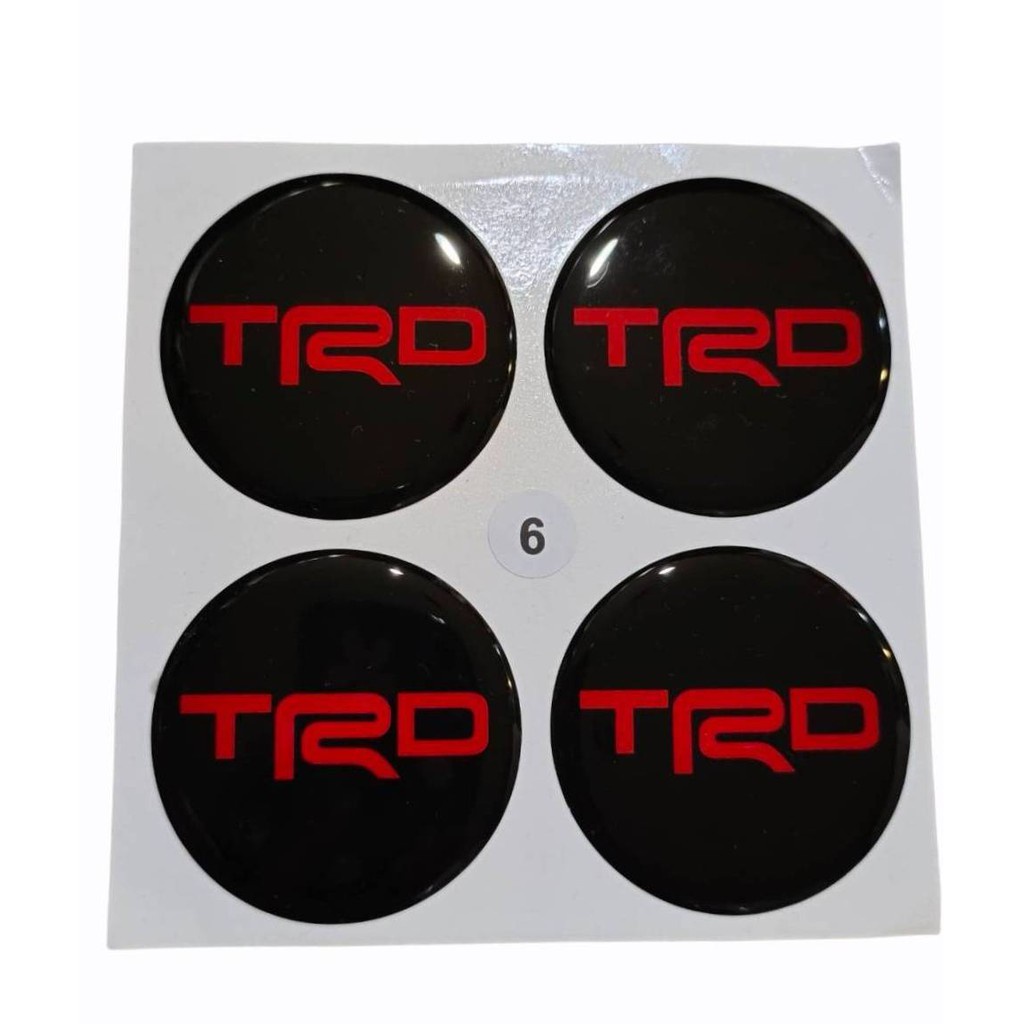 แนะนำ-สติกเกอร์ติดดุมล้อ-trd-60-mm-เรซิ่นเจล-สติกเกอร์ฝาดุม-4-ชิ้น-สีแดง-ดำ-สติ๊กเกอร์แต่งรถ-สติ๊กเกอร์