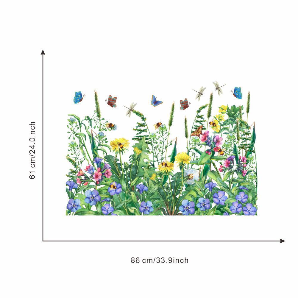 สติกเกอร์วอลเปเปอร์ติดผนัง-ลายดอกไม้-ผีเสื้อ-เพ้นท์มือ-สําหรับตกแต่งห้องนอน-ห้องนั่งเล่น