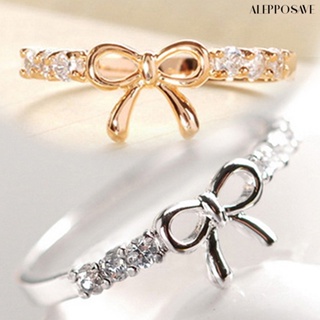 [AS] เครื่องประดับ แหวน ประดับโบว์ พลอยเทียม สวยหรู เรียบง่าย สําหรับผู้หญิง งานแต่งงาน