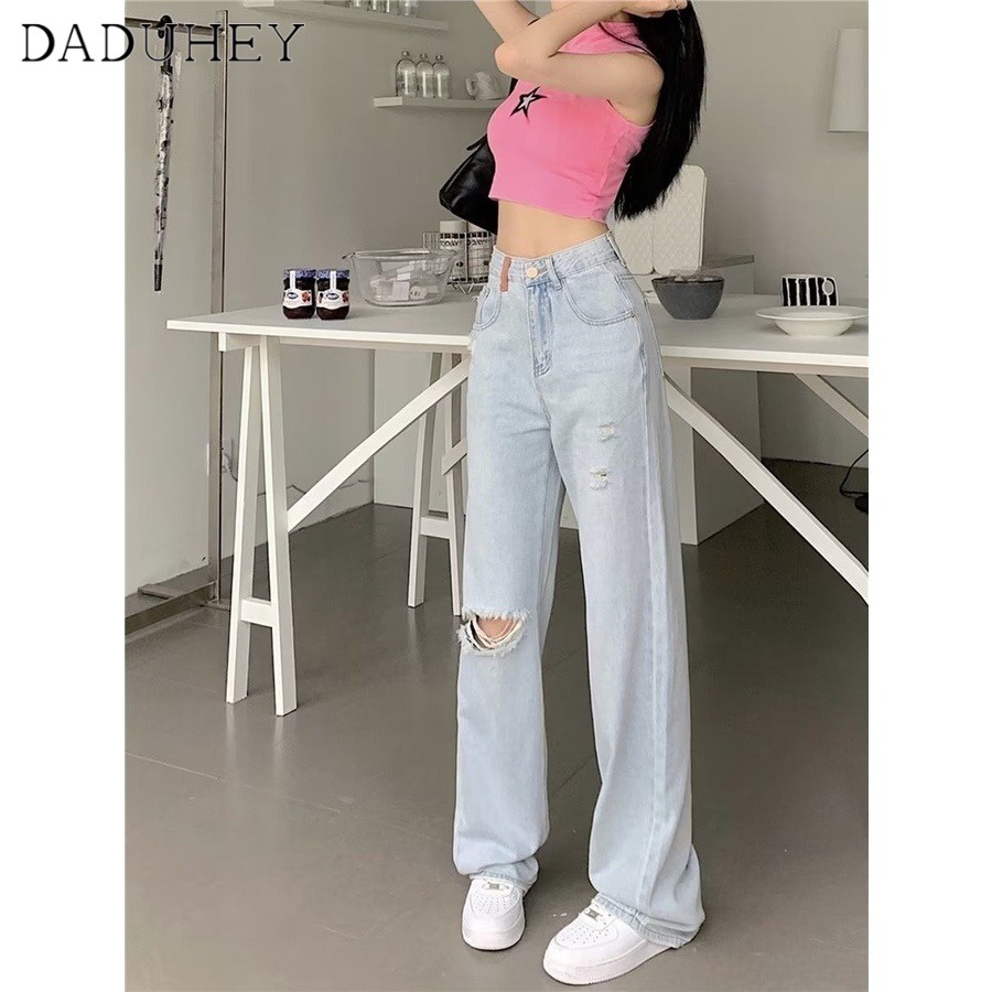 daduhey-new-american-style-light-color-ripped-jeans-womens-niche-high-waist-loose-wide-leg-pants