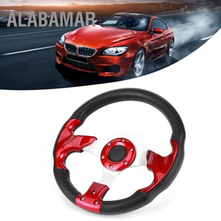 ALABAMAR 320mm/12.5in Racing Carพวงมาลัยพร้อมปุ่มแตร PVC สีแดง Universal Modified Part