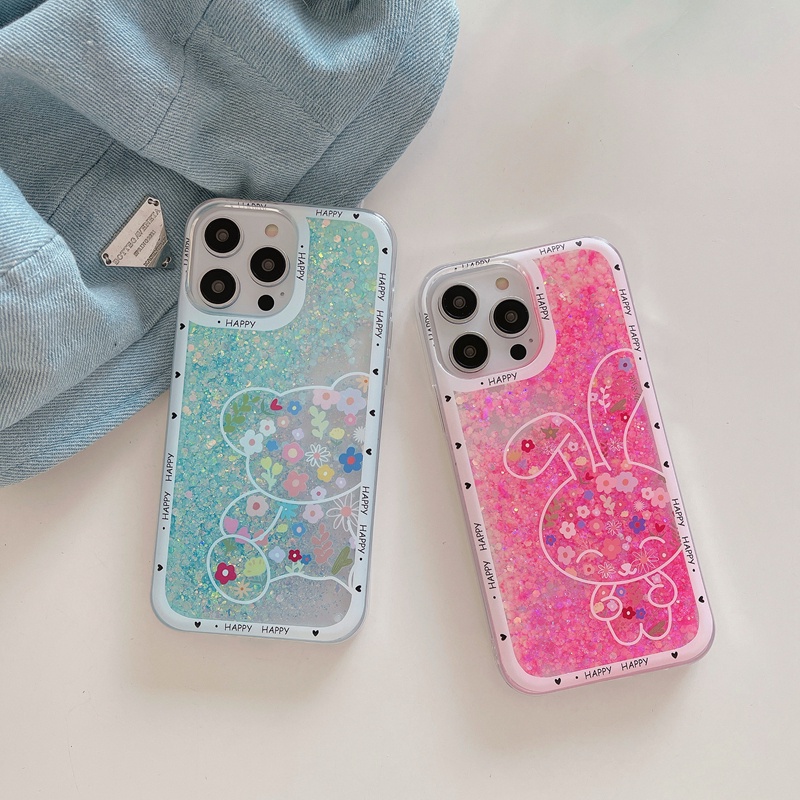 เคสโทรศัพท์มือถือแบบนิ่ม-มีทรายไหล-แต่งกลิตเตอร์-ระยิบระยับ-ลายดอกไม้-หมี-กระต่ายน่ารัก-สําหรับ-vivo-v27-5g-v27e-v25-pro-v23-v23e-y76-y75-t1-y20-y20s-y12s-y20sg-y12a-y20i