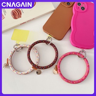 Cnagain แหวนซิลิโคน ทรงกลม ลายโดนัท แมวนําโชค กระต่าย ของแท้ หลากสี อุปกรณ์เสริม สําหรับแขวนโทรศัพท์มือถือ