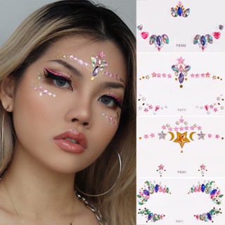 Cross-border wholesale facial diamond tattoo stickers European and American girls diamond forehead stickers creative stage makeup stickers