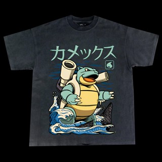 【HOT】ส์เสื้อยืดแขนสั้น พิมพ์ลายการ์ตูนโปเกม่อน Jenny Turtle Wonderful Frogสะดวกสบายและระบายอากาศ