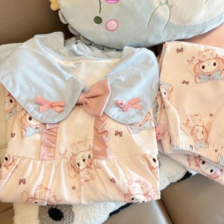 Kawaii Sanrio My Melody ชุดนอน เสื้อคาร์ดิแกน แขนสั้น กางเกงขาสั้น ลายการ์ตูนน่ารัก แฟชั่นฤดูร้อน สําหรับเด็กผู้หญิง