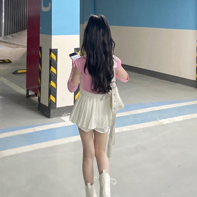 ชุดเซ็ทเด็กผู้หญิง-ชุดเกาหลีสำหรับสาว-2023-ฤดูร้อนใหม่สาวเสื้อยืดแขนสั้น-แขนเสื้อ-กระโปรงสั้น-เข็มขัดมูลค่าสูงสี่ชิ้น