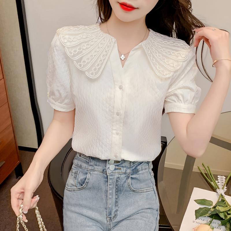 fashion-recommendation-เสื้อเชิ้ตแขนสั้น-คอตุ๊กตา-ลูกไม้-สไตล์ฝรั่งเศส-ระดับไฮเอนด์-แฟชั่นฤดูร้อน-สําหรับผู้หญิง