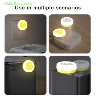 Aaairspecial โคมไฟกลางคืน LED รูปหน้ายิ้ม ขนาดเล็ก ประหยัดพลังงาน ชาร์จ USB ใช้ง่าย สําหรับเด็ก ตั้งแคมป์ กลางแจ้ง TH