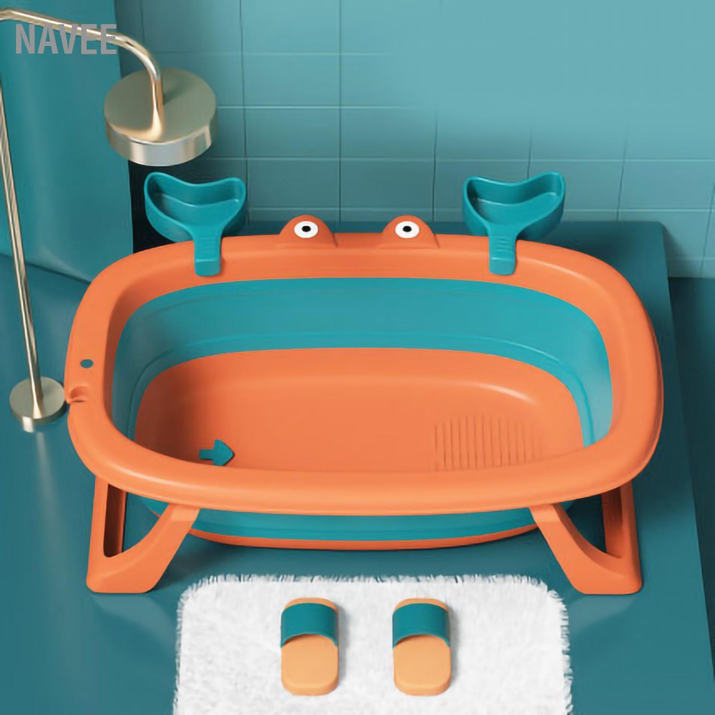navee-อ่างอาบน้ำเด็กพับได้แบบพกพาป้องกันการลื่นไถล-จัดเก็บง่าย-อ่างอาบน้ำเด็กแรกเกิดพร้อมช่องเก็บของสำหรับทารกแรกเกิด