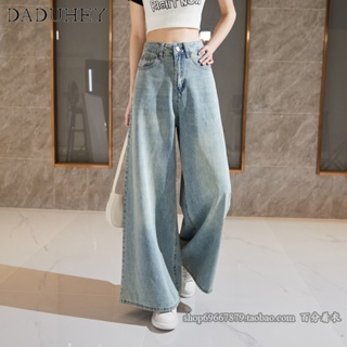 DaDuHey🎈 Women Korean Style New Wash Retro Wide Leg Jeans Wide Leg Loose Plus Size Casual Mopping Pants