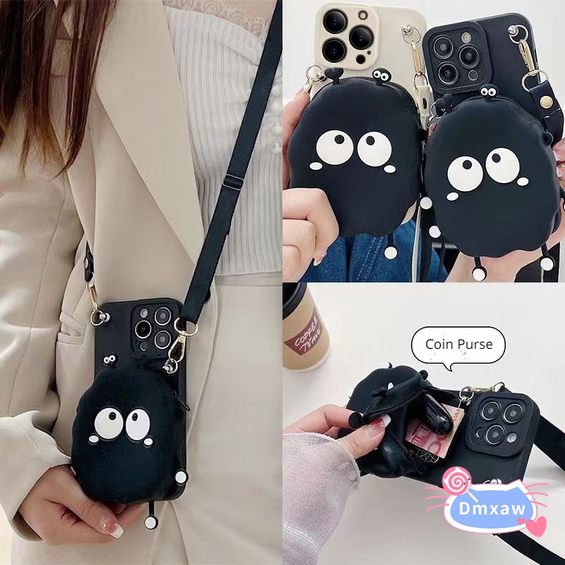 เคสโทรศัพท์มือถือ-ลายการ์ตูนน่ารัก-พร้อมกระเป๋าสตางค์-และสายคล้อง-สีดํา-สําหรับ-vivo-y35-y27-v29-lite-y78-y36-4g-5g-v27-pro-v27e-v25-pro-v25e