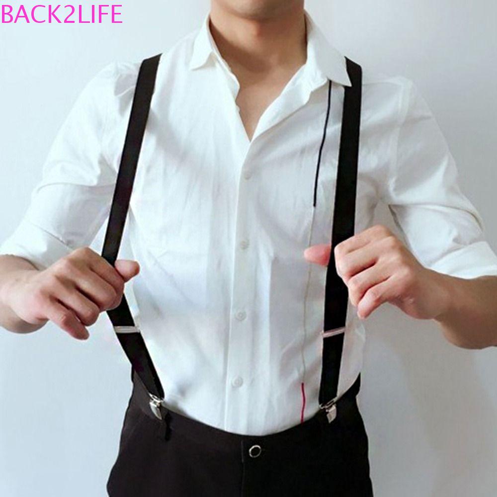 back2life-suspenders-คลิปยืดหยุ่นสบาย-ๆ-ด้านหลังรั้งสายรัดไม่มีข้ามสายรัดคลิปสีทึบสําหรับผู้ชายแขวนกางเกงคลิป