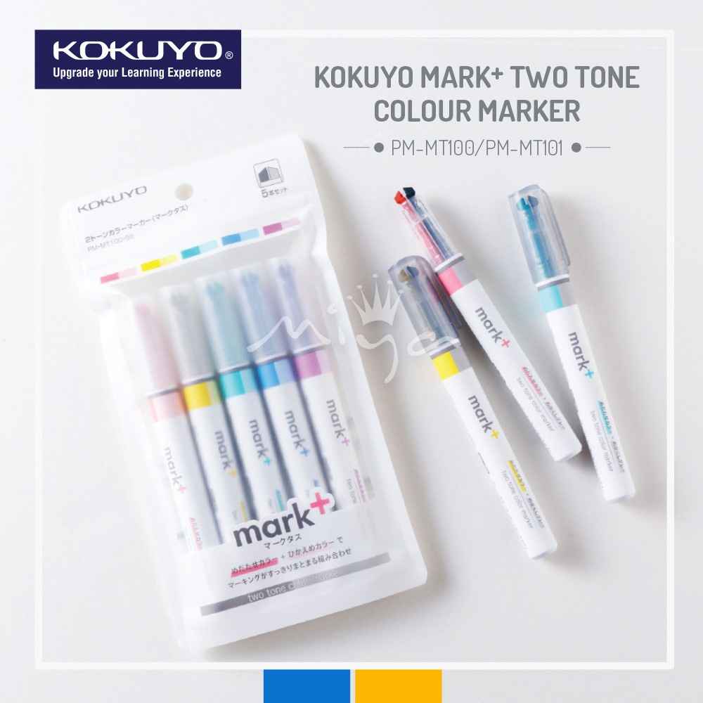 Kokuyo Mark+ ปากกาเน้นข้อความ สีพาสเทล 2 หัว 2 สี 2 แบบ ในแท่งเดียว ...
