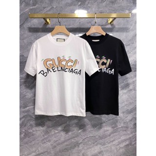 เสื้อยืดแขนสั้น พิมพ์ลายตัวอักษร วาดลายด้วยมือ แฟชั่นฤดูร้อน สําหรับผู้ชาย และผู้หญิง