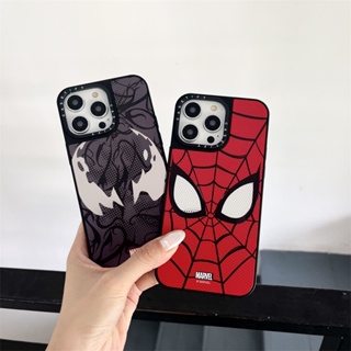 Casetifg เคสโทรศัพท์ซิลิโคน TPU แข็ง ขอบสี่เหลี่ยม กันกระแทก ลาย Marvel Spider Man Venom สําหรับ iPhone 14 12 13 11 Pro Max X XS Max XR 14Plus