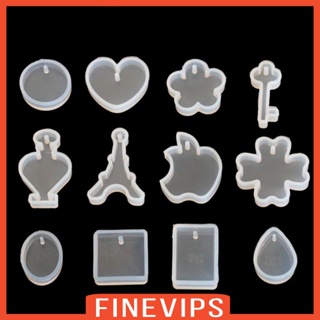 [Finevips] จี้ซิลิโคนเรซิ่น หลายรูปทรง สําหรับทําเครื่องประดับ สร้อยคอ พวงกุญแจ DIY 12 ชิ้น