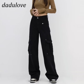 DaDulove💕 New American Ins High Street Multi-pocket Overalls Niche High Waist Wide Leg Pants Large Size Trousers