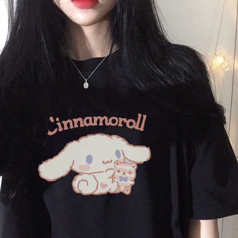 เสื้อยืด-แบบนิ่ม-พิมพ์ลายการ์ตูน-cinnamoroll-น่ารัก-สไตล์ญี่ปุ่น-เหมาะกับฤดูร้อน-สําหรับผู้หญิง
