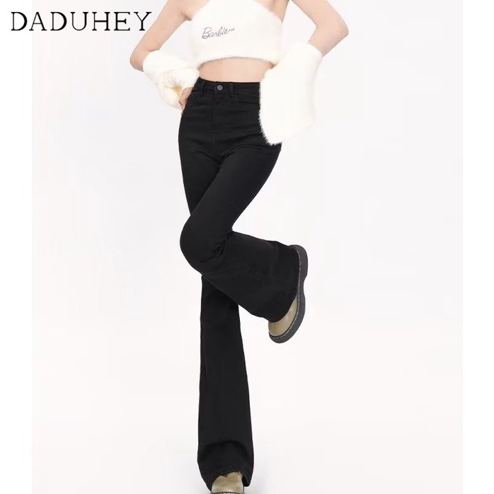 daduhey-women-new-korean-style-ins-retro-high-waist-slim-flare-casual-mopping-bootcut-pants