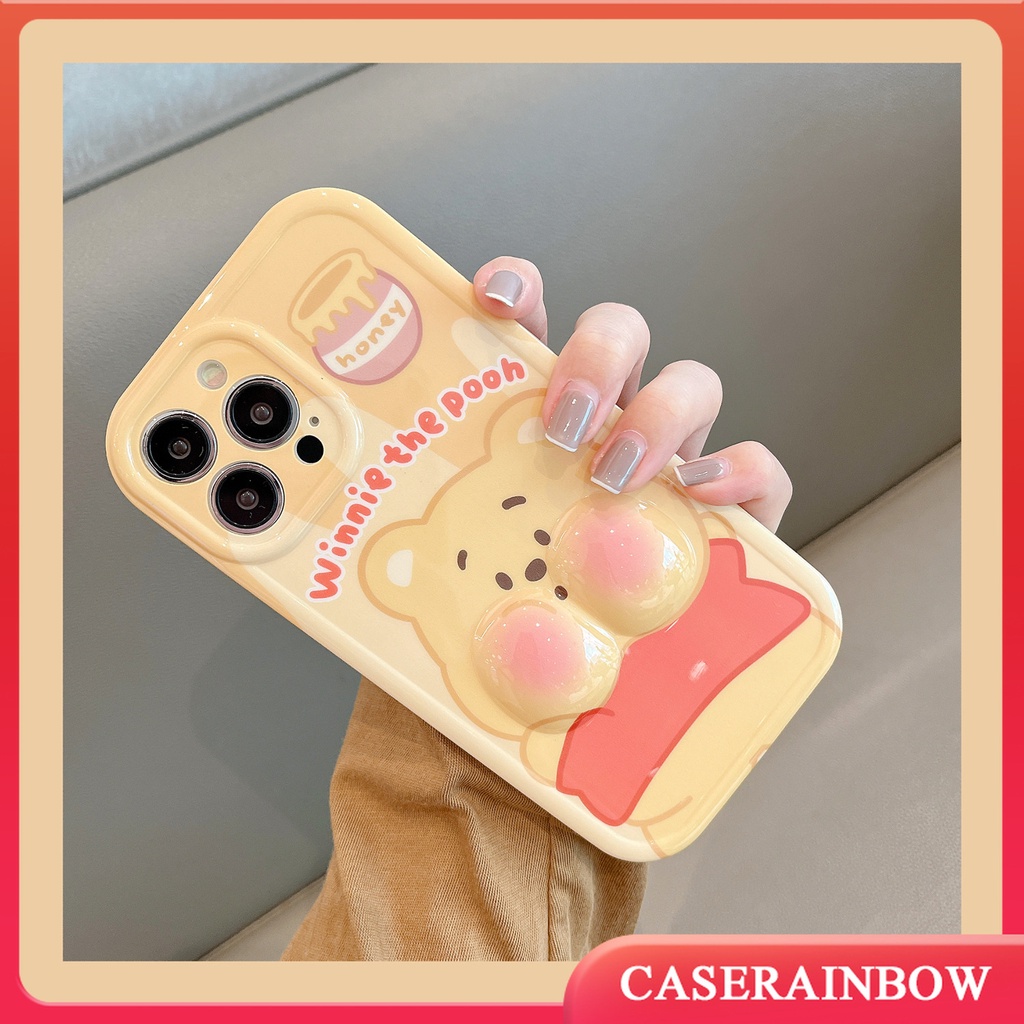 เคสโทรศัพท์มือถือนิ่ม-ลายการ์ตูนหมีสตรอเบอร์รี่-หมีพูห์น่ารัก-3d-คลายเครียด-แวววาว-สําหรับ-iphone-11-12-14-13-pro-max-7-6-6s-8-plus-xr-xs-x-max-se-2020