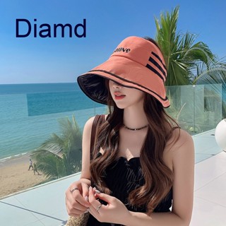 Diamd หมวกบักเก็ตลําลอง ป้องกันรังสียูวี พิมพ์ลายตัวอักษร ขนาดใหญ่ เหมาะกับเดินชายหาด แฟชั่นฤดูร้อน สําหรับผู้หญิง