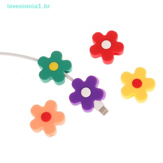 Loveoionia1 ฝาครอบป้องกันสายชาร์จ รูปดอกไม้น่ารัก สีแคนดี้ สําหรับโทรศัพท์มือถือ