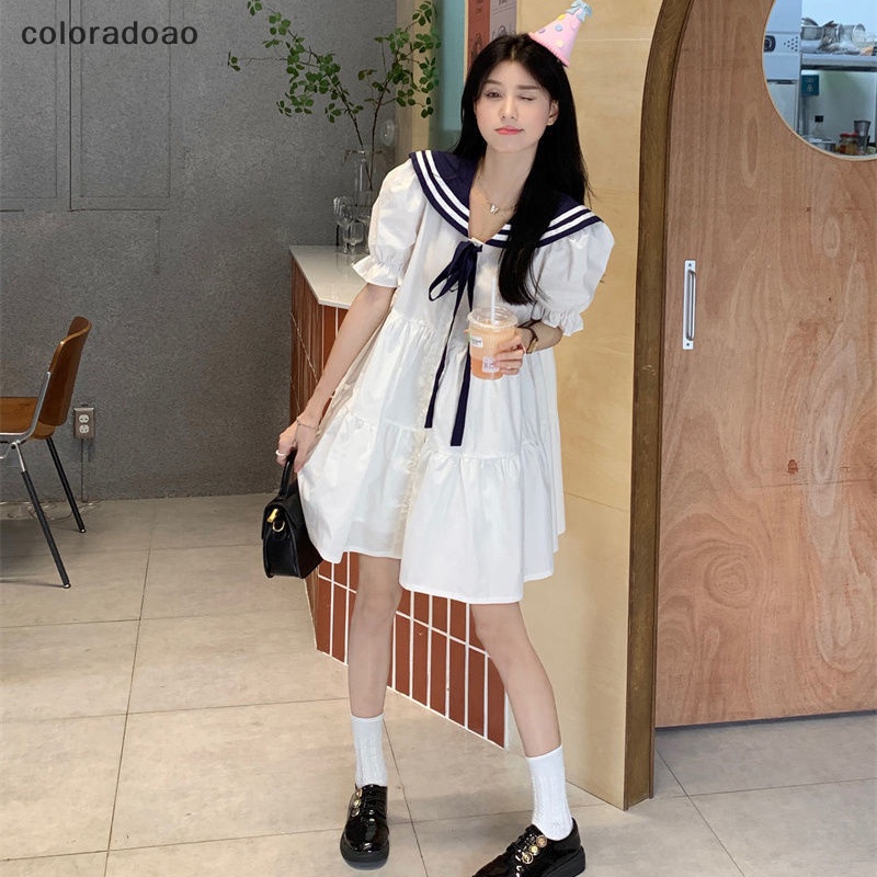 crd-ชุดมินิเดรสลําลอง-สีขาว-สไตล์เกาหลี-สําหรับนักเรียน-zxh