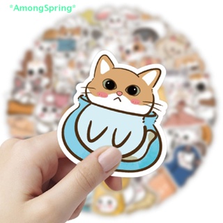 Amongspring&gt; ใหม่ สติกเกอร์ ลายการ์ตูนแมวน่ารัก สําหรับตกแต่งสมุดโน้ต โทรศัพท์ แล็ปท็อป กระเป๋าเดินทาง กีตาร์ DIY 60 ชิ้น