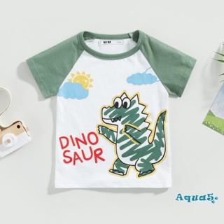 Aqq-เสื้อเชิ้ตเด็กผู้ชาย, คอกลม แขนสั้น ไดโนเสาร์ ถนน ปาร์ตี้ ลําลอง หลวม ฤดูใบไม้ผลิ ฤดูร้อน เสื้อ