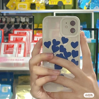 Blue Love Heart Phone Case for Iphone12promax Phone Case for iphone 11 Transparent 8P/Xs Soft White Edge 13