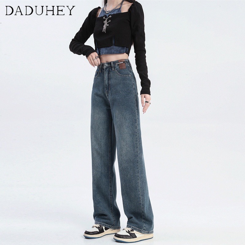 daduhey-2023-new-korean-style-washed-retro-jeans-women-niche-fashion-high-waist-loose-wide-leg-casual-mop-pants