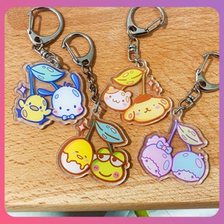 Creative Cherry Sanrio พวงกุญแจ Kawaii Cinnamoroll Kuromi Hello Kitty Pochacco จี้พวงกุญแจ Kitty โรงเรียนกระเป๋าแขวนอุปกรณ์เสริมอะคริลิคขนาดเล็กของขวัญ [COD]