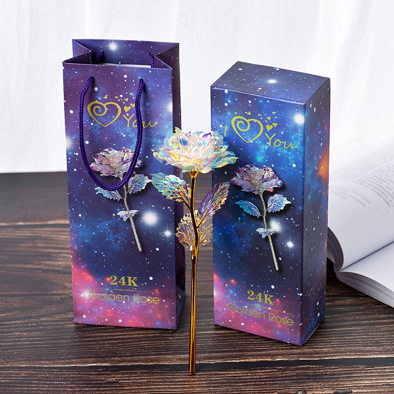 ดอกกุหลาบประดิษฐ์-ฟอยล์สีทอง-พร้อมกล่อง-เหมาะกับของขวัญวันเกิด-วันวาเลนไทน์