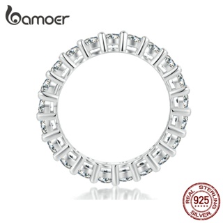 Bamoer แหวนเงิน 925 ประดับเพชรโมอิส แวววาว เครื่องประดับแฟชั่น สําหรับคู่รัก งานแต่งงาน