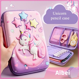 【Aibei】กระเป๋าดินสอ ลายยูนิคอร์น 3D สําหรับเด็กผู้หญิง ใส่เครื่องเขียน โรงเรียน