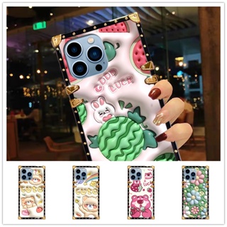 OPPO A55 A54 A16 A15 A15S A72 A93 A74 A94 A92S A95 A52 A92 Cartoon Cute Watermelon Kitty Kirby Square Drop Proof Fashion Mirror Case