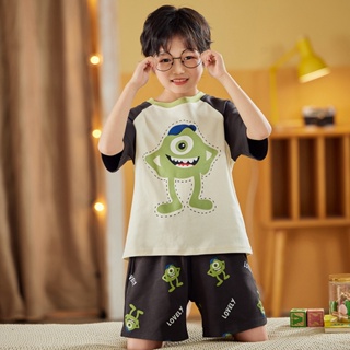 Summer new short-sleeved cotton cyclops pajamas for children Thin childrens cute cartoon home clothes