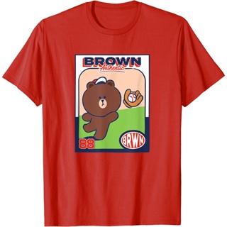 แฟชั่นใหม่ล่าสุด เสื้อยืดแขนสั้น พิมพ์ลายการ์ตูนอนิเมะ Line Friends Brown Baseball Card แฟชั่นสําหรับเด็กผู้ชาย และผู้หญ