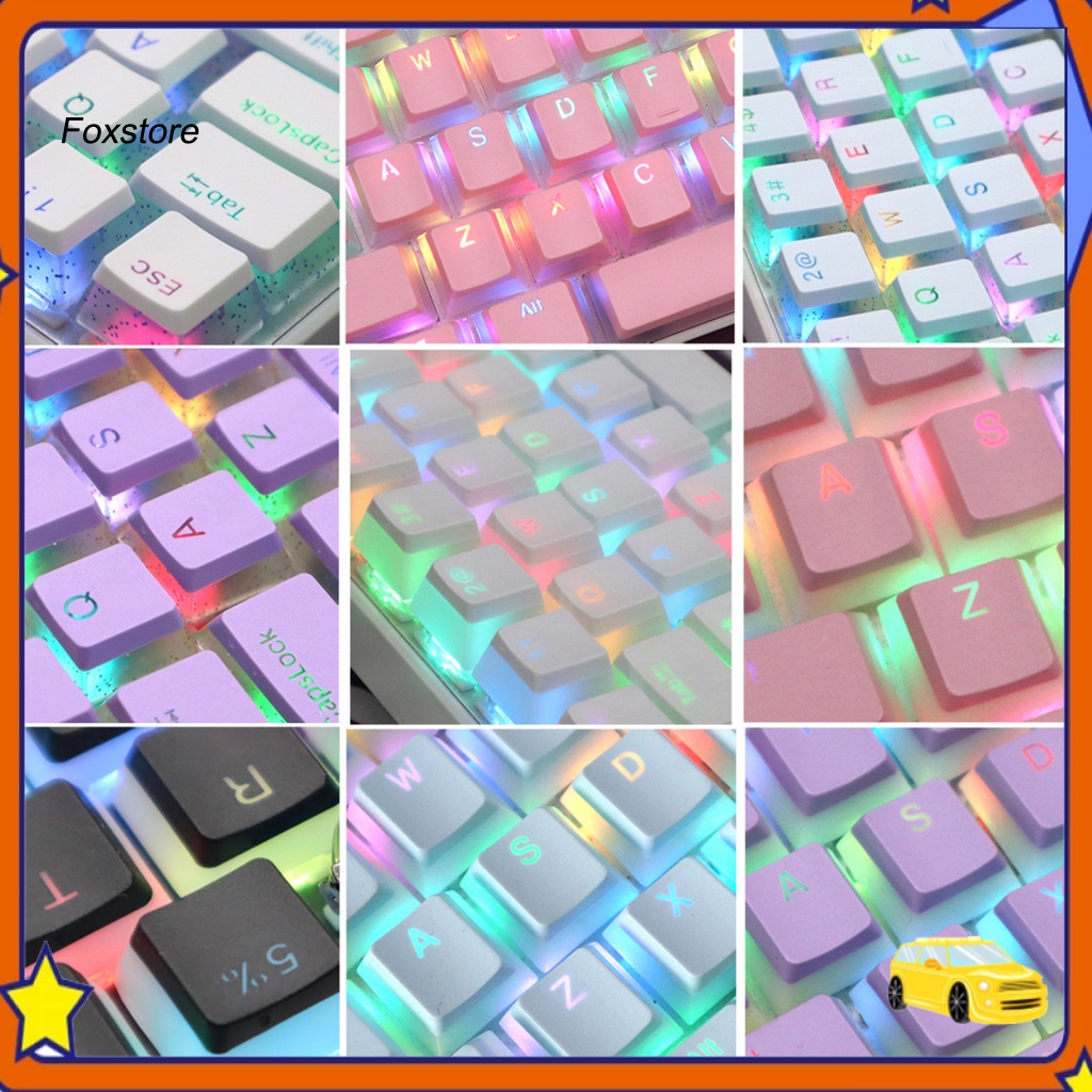 [Fx] PBT Key Caps Bicolor Half Transparent Pudding Design Glitter ...