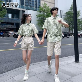 ASRV เสื้อเชิ้ตผู้ชาย ญี่ปุ่นย้อนยุคฮ่องกงสไตล์โปโลดอกไม้เสื้อเชิ้ตแขนสั้นผู้ชายและผู้หญิงส่วนบางออกแบบความรู้สึกเฉพาะ