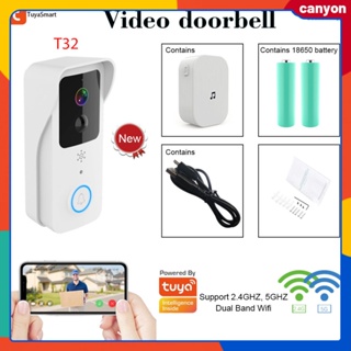 Tuya Wifi Smart Video Doorbell Remote Sync Video Ip Camera Two-way Video Intercom With Hd Ir Night Vision Smart Home Security Surveillance canyon