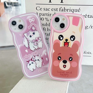Casing Samsung Galaxy A05 A05S A15 S24 S23 Plus Ultra FE S22 S21 S20 S23+ S22+ S21+ 5G S20+ A02 A02S A03S A11 A50 A50S A30S A20S A72 4G A20 A30 M11 M02 Cute Cartoon Bow Cat And Bear Oval Fine Hole Lens Airbag Shockproof Wave Edge Soft Phone Case 1STB 55