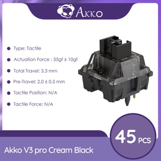 Akko V3 pro สวิตช์สีดําครีม 5 Pin 55gf สวิตช์เชิงเส้น พร้อมก้านกันฝุ่น เข้ากันได้กับคีย์บอร์ด MX Mechanical (45 ชิ้น)